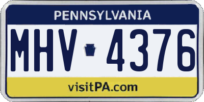 PA license plate MHV4376