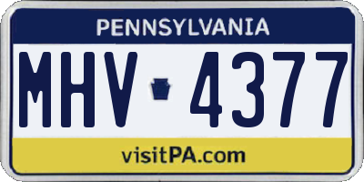 PA license plate MHV4377