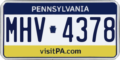 PA license plate MHV4378