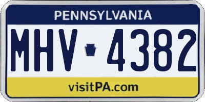 PA license plate MHV4382