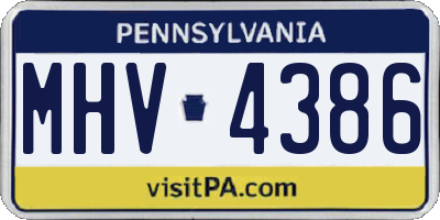 PA license plate MHV4386