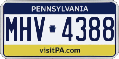 PA license plate MHV4388