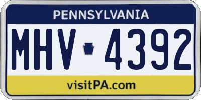 PA license plate MHV4392
