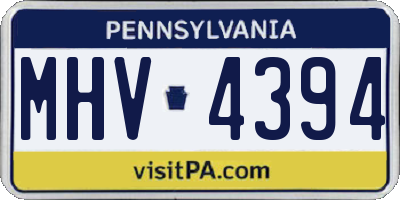 PA license plate MHV4394