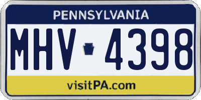 PA license plate MHV4398
