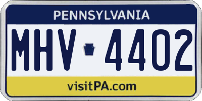 PA license plate MHV4402