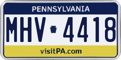 PA license plate MHV4418