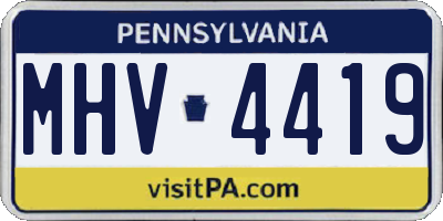 PA license plate MHV4419
