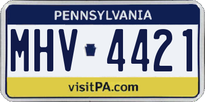 PA license plate MHV4421