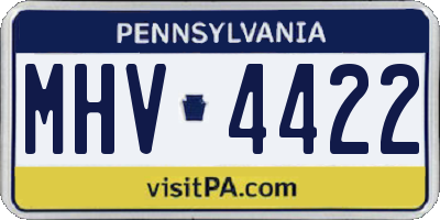 PA license plate MHV4422