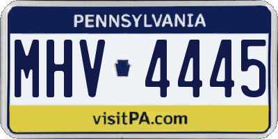PA license plate MHV4445