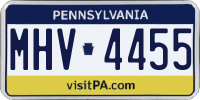 PA license plate MHV4455