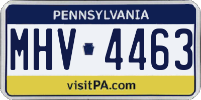 PA license plate MHV4463