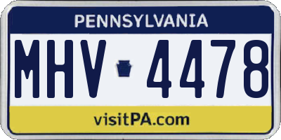 PA license plate MHV4478