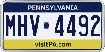 PA license plate MHV4492