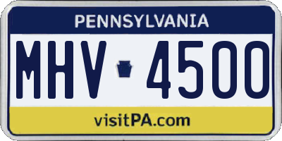 PA license plate MHV4500