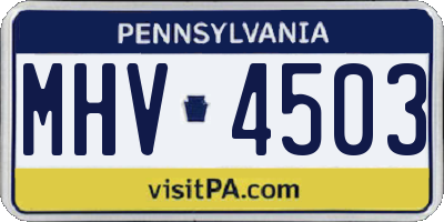 PA license plate MHV4503