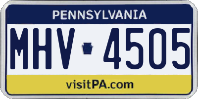 PA license plate MHV4505