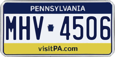 PA license plate MHV4506