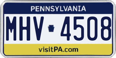 PA license plate MHV4508