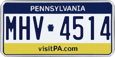 PA license plate MHV4514