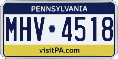 PA license plate MHV4518