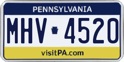 PA license plate MHV4520