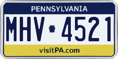 PA license plate MHV4521