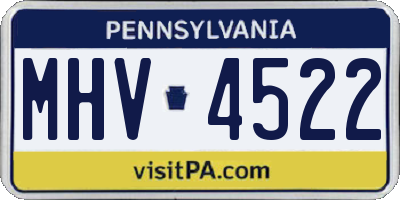 PA license plate MHV4522