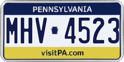 PA license plate MHV4523