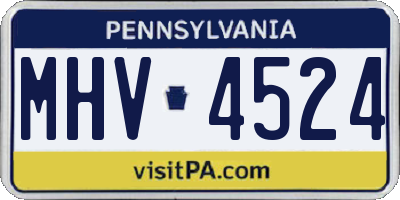 PA license plate MHV4524