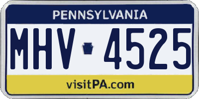 PA license plate MHV4525