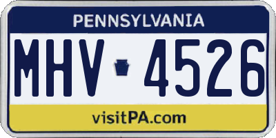 PA license plate MHV4526