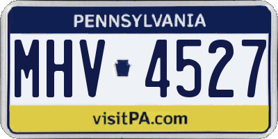 PA license plate MHV4527