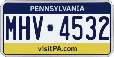 PA license plate MHV4532