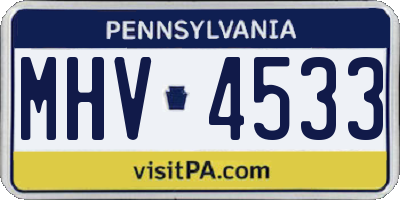 PA license plate MHV4533