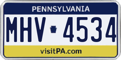 PA license plate MHV4534