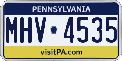 PA license plate MHV4535