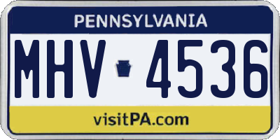 PA license plate MHV4536