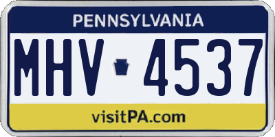 PA license plate MHV4537
