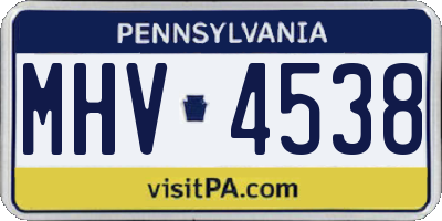 PA license plate MHV4538