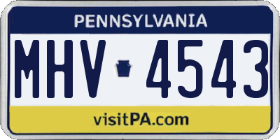 PA license plate MHV4543