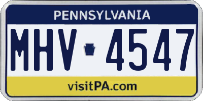 PA license plate MHV4547