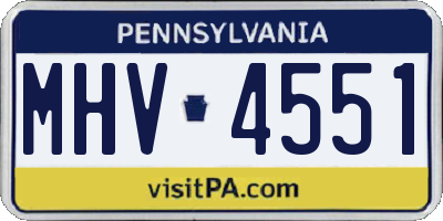 PA license plate MHV4551