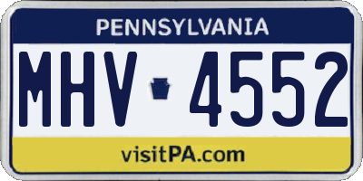PA license plate MHV4552