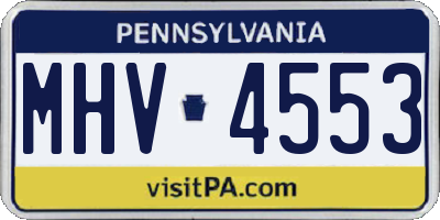 PA license plate MHV4553
