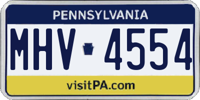 PA license plate MHV4554