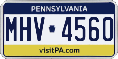 PA license plate MHV4560