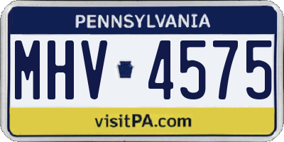 PA license plate MHV4575