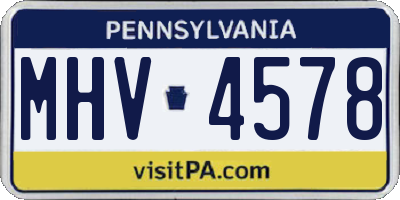 PA license plate MHV4578